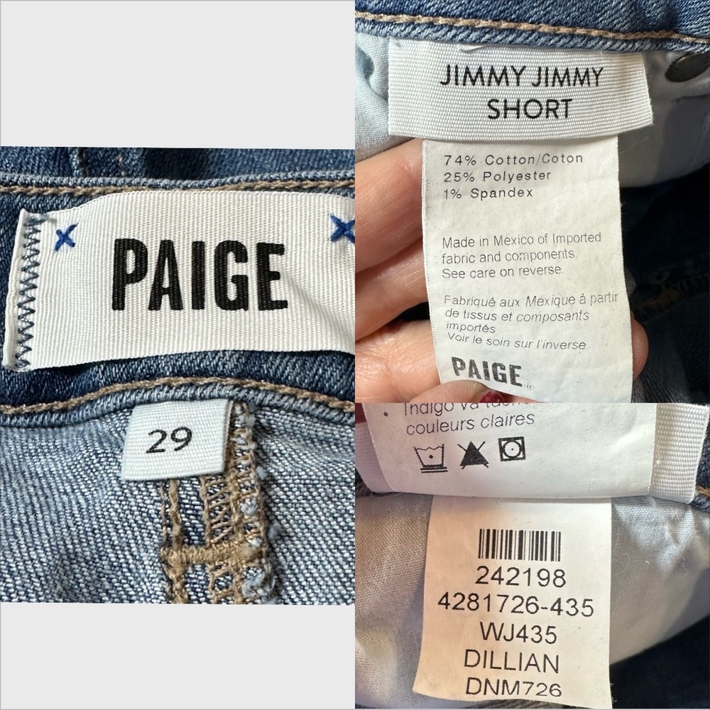 PAIGE Jimmy Jimmy‎ Short Dillian Blue Denim Raw Cuff Shorts Size 29 WJ435 - Picture 7 of 9